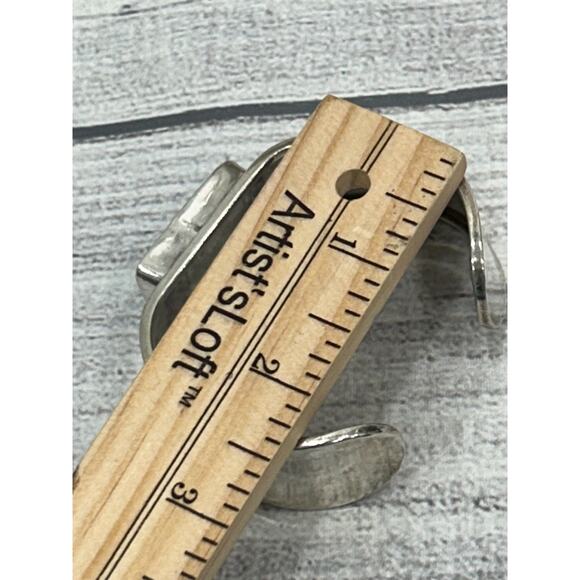 925 Sterling Silver Taxco Wide Cuff Bracelet Turquoise Rectangular Stone Vintage - Picture 8 of 9